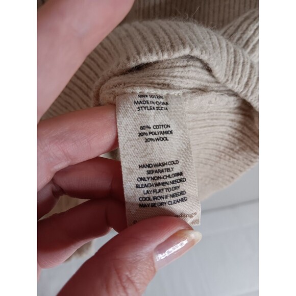 Soft Surroundings Hooded Wool Blend Zip Up Sweater Sz Medium Tan - Picture 3 of 4